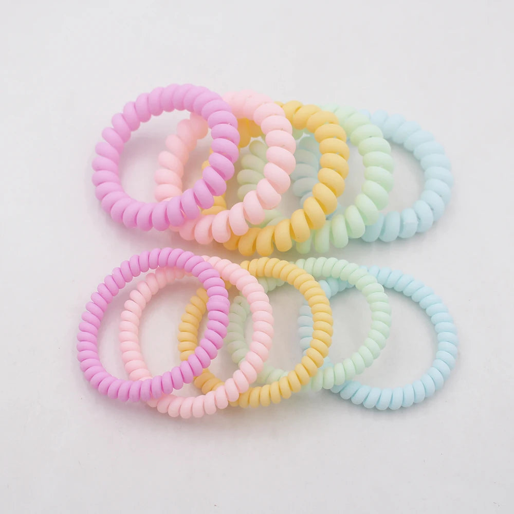 5Pcs/set New Fashion Matt Solid Telephone Wire Elastic Hair Band Frosted Spiral Cord Rubber Band Hair Tie Stretch Head Band Gum