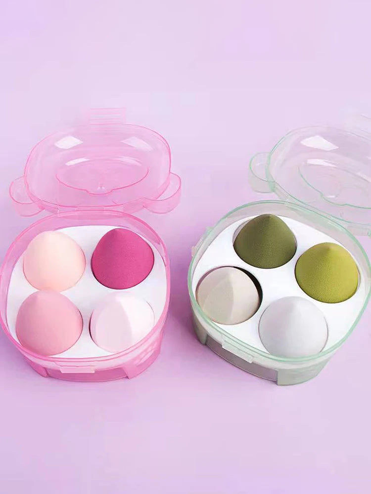 4Pcs Makeup Sponge Powder Puff Dry and Wet Combined Beauty Cosmetic Ball Powder Puff Bevel Cut Make Up Sponge Foundation Tools