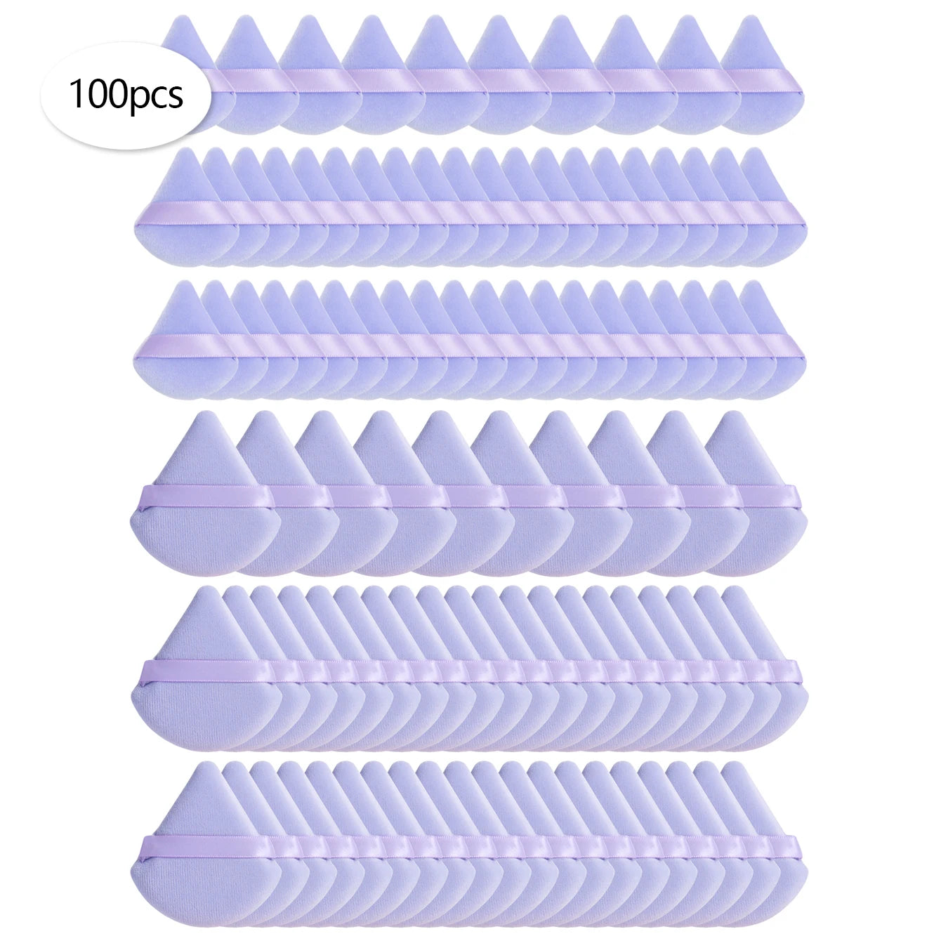 50 Pcs Large Triangular Powder Puff + 50 Pcs Mini Triangular Powder Puff, Makeup Set, Ensuring Even Makeup Application.
