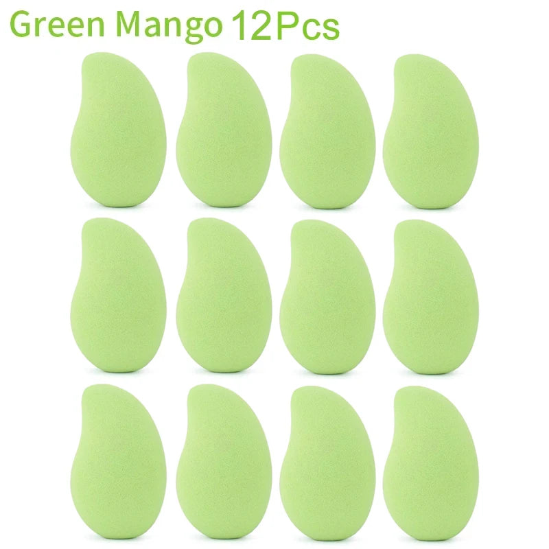 12/2pcs Mango Shape Soft Makeup Sponge Face Beauty Cosmetic Powder Puff For Foundation Concealer Cream Make Up Blender Tools