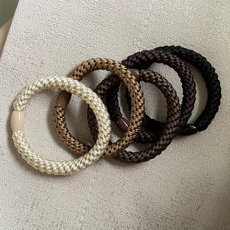 5pcs/set Hair Ties Twisted Knitted Rubber Bands Basic Elastic Hair Band Durable Ponytail Holder Women Hair Accessories