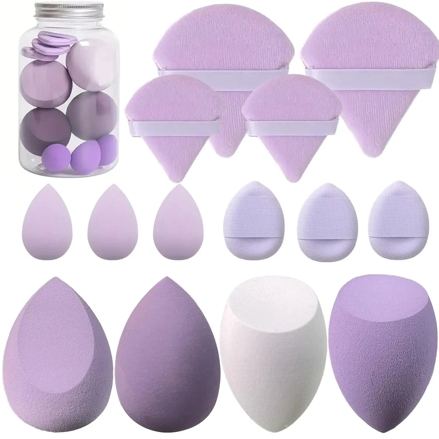 Makeup Sponge Set Blender Sponges 14/16Pcs for Liquid Cream, and Powder Latex Free Makeup Sponges Multi-colored Sponges
