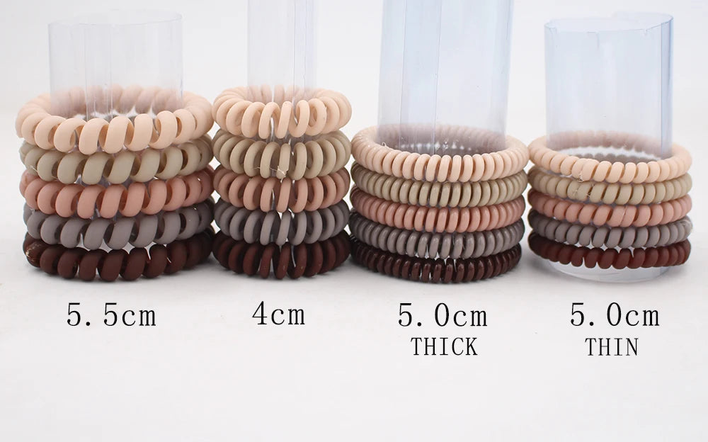5Pcs/set New Fashion Matt Solid Telephone Wire Elastic Hair Band Frosted Spiral Cord Rubber Band Hair Tie Stretch Head Band Gum