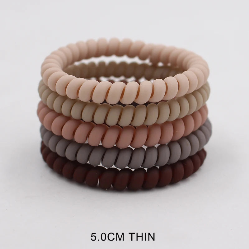 5Pcs/set New Fashion Matt Solid Telephone Wire Elastic Hair Band Frosted Spiral Cord Rubber Band Hair Tie Stretch Head Band Gum