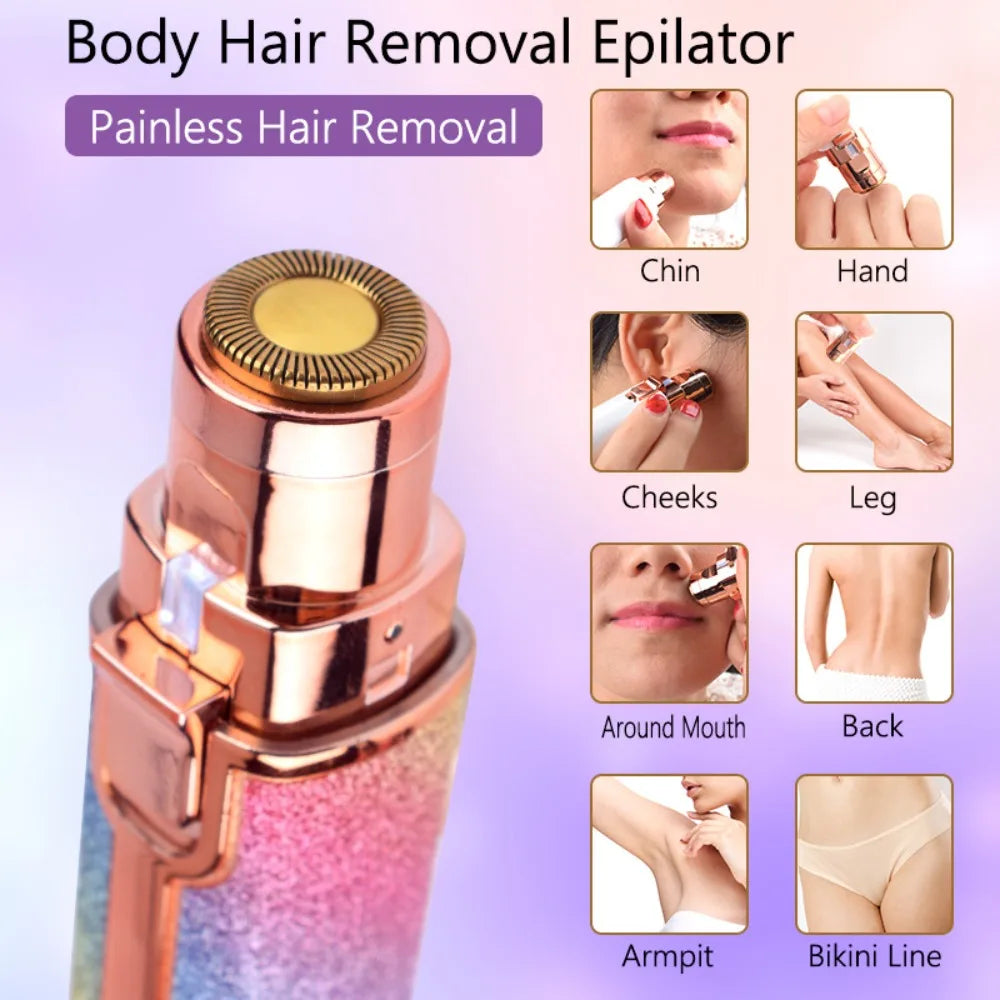 Electric Eyebrow Trimmer for Women 2 In1 Rechargeable Facial Hair Removal and Eyebrow Shaver Painless Face Razor Body Epilator