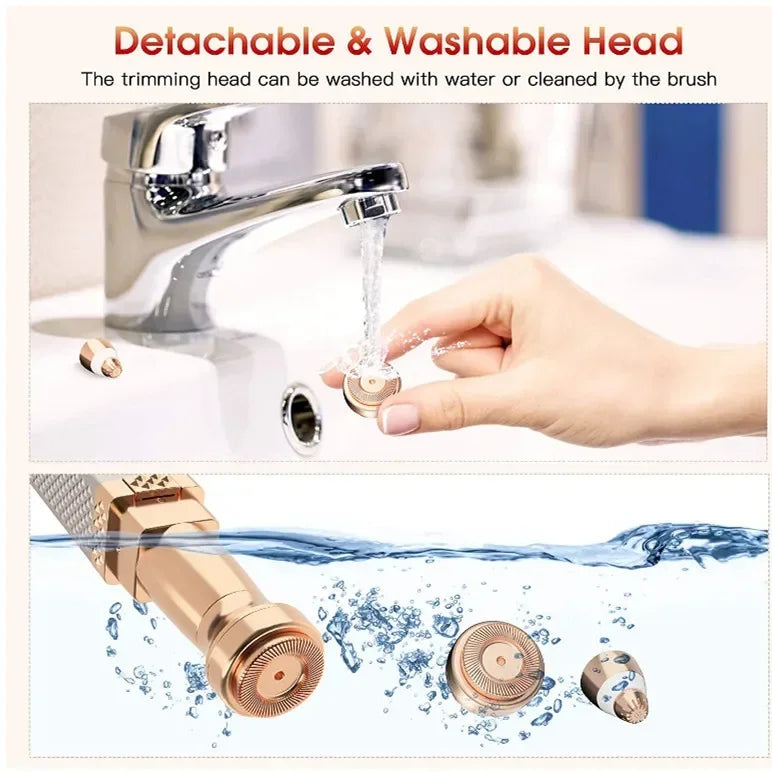 2 In 1 Women's Electric Epilator Usb Charging Portable Hair Remover Bikini Painless Shaver for Women Body Facial Eyebrow Trimmer