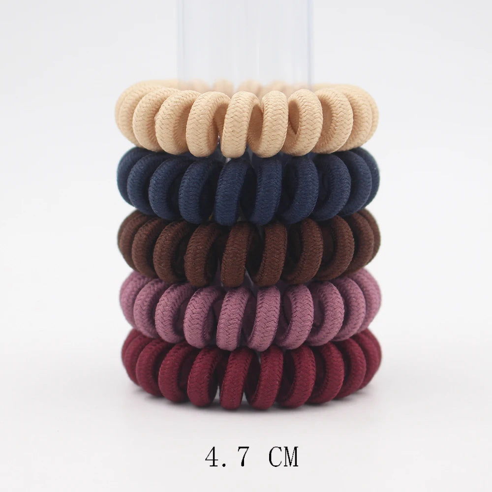 5Pcs/set New Fashion Matt Solid Telephone Wire Elastic Hair Band Frosted Spiral Cord Rubber Band Hair Tie Stretch Head Band Gum
