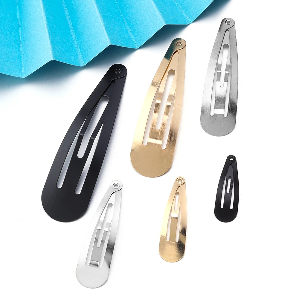 50pcs/lot Multiple Size Water Droplet Shaped Hair Clip For Girls Children DIY Hairpin Jewelry making Cute Hairgrips Accessories
