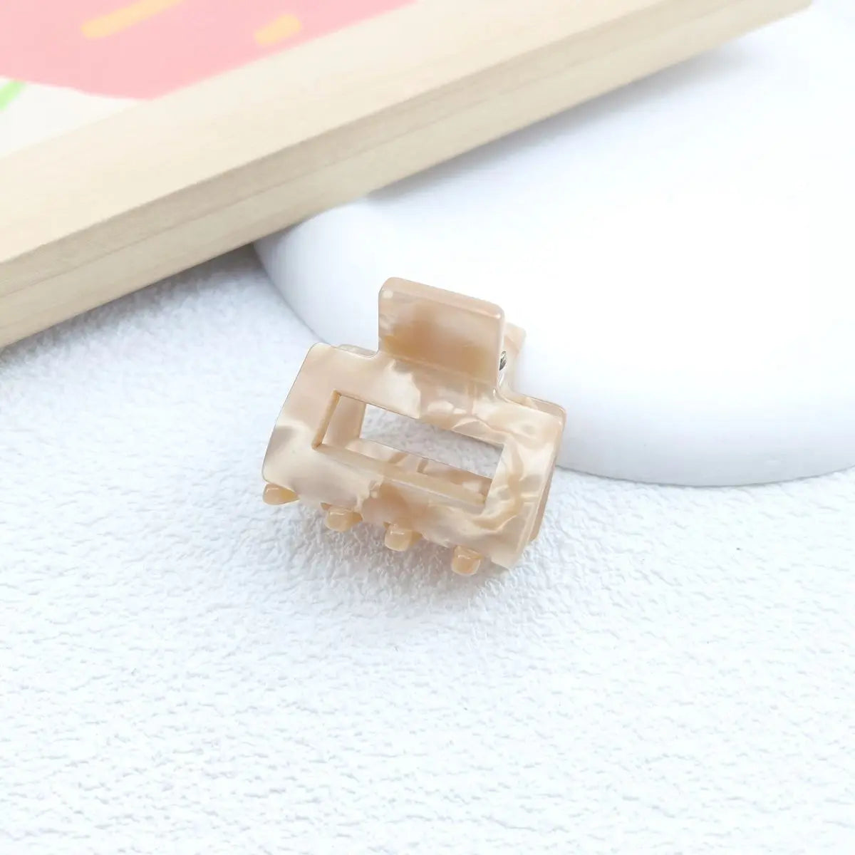 Mini 3.5cm Small Square Hollow Leopard Print Multi-color Checkerboard Clip Personality Simple Acrylic Small Claw Hairpines