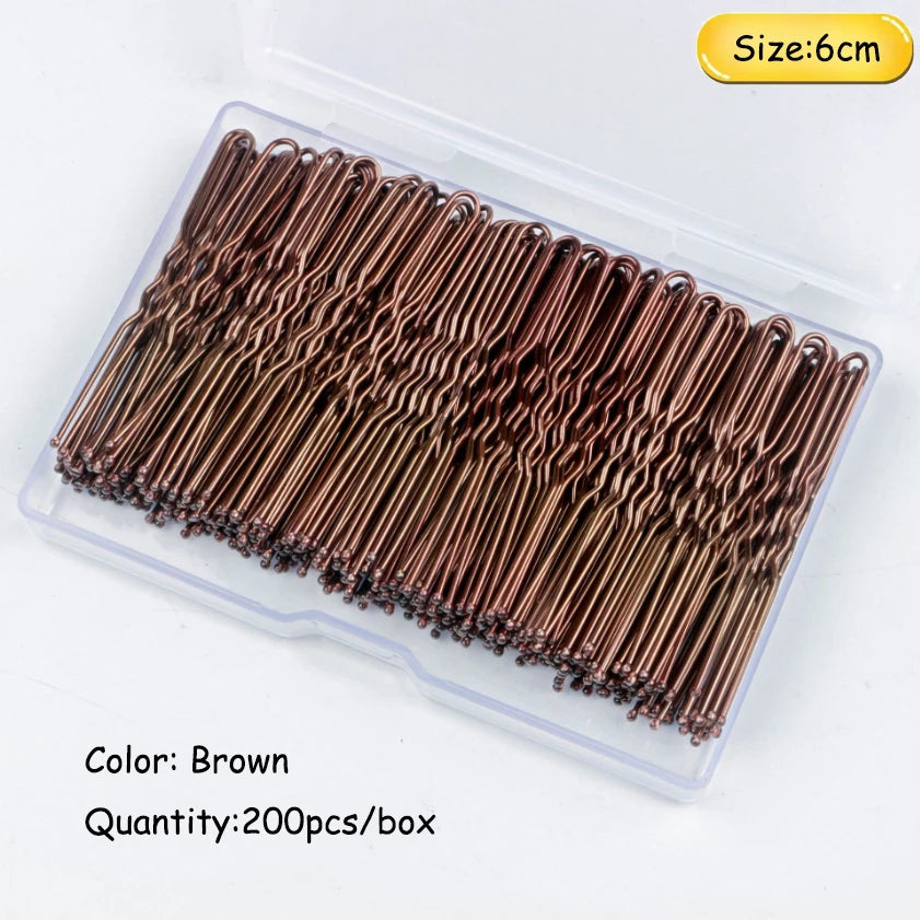 50-200PCS 6cm Basic U Shaped Gold Plated Metal Hairpin Invisible Hair Styling Bobby Pin Salon Hair Accessories Wedding Hair Grip