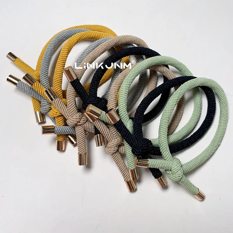 10PCS Women Trendy Elastic Hair Rubber Bands  Girls Hair Bands Hair Scrunchies Gold Plated  Hair Accessories Hair Gum/Tie/Holder