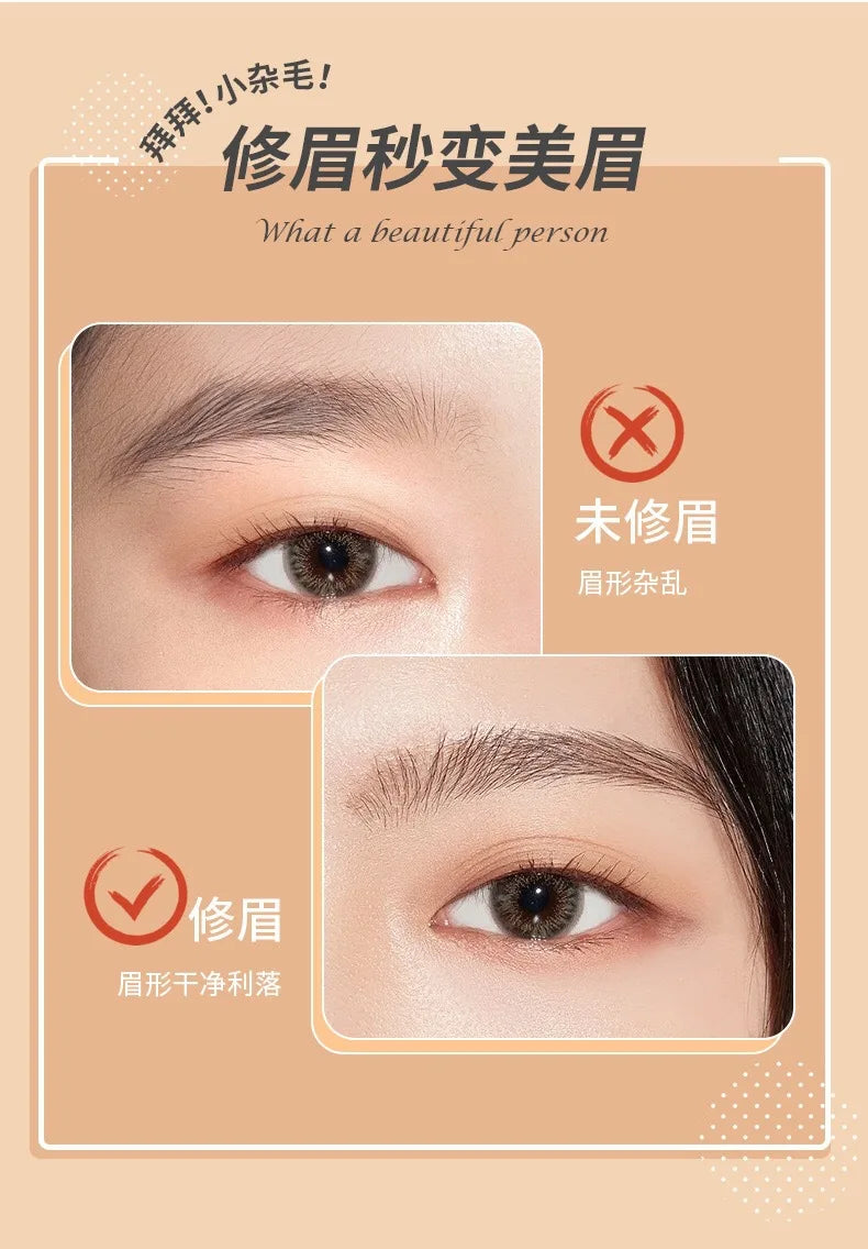 Pink eyebrow trimming scissors with built-in comb - stainless steel, precise grooming tool, creating perfect eyebrows