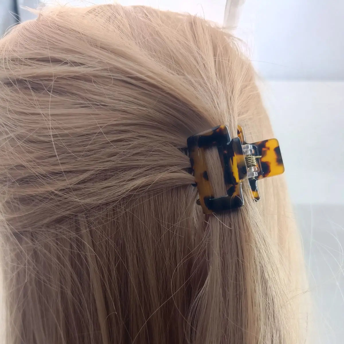 Mini 3.5cm Small Square Hollow Leopard Print Multi-color Checkerboard Clip Personality Simple Acrylic Small Claw Hairpines