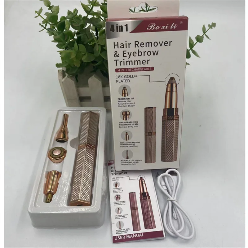 Portable 4 IN 1 Women's Electric Epilator Hair Remover Painless Shaver For Women Bikini Body Facial Eyebrow Trimmer USB Charging