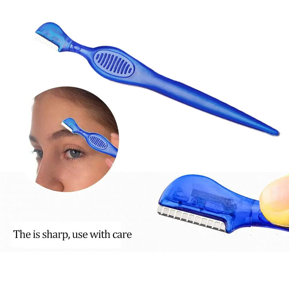 Eyebrow Razor Blade Comb Mini Portable Eyebrow Shaver Multipurpose Face Razors Stainless Steel Beauty Makeup Tool for Women Men