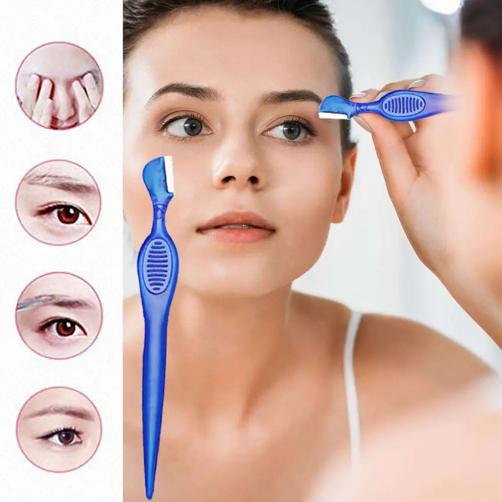 Eyebrow Razor Blade Comb Mini Portable Eyebrow Shaver Multipurpose Face Razors Stainless Steel Beauty Makeup Tool for Women Men