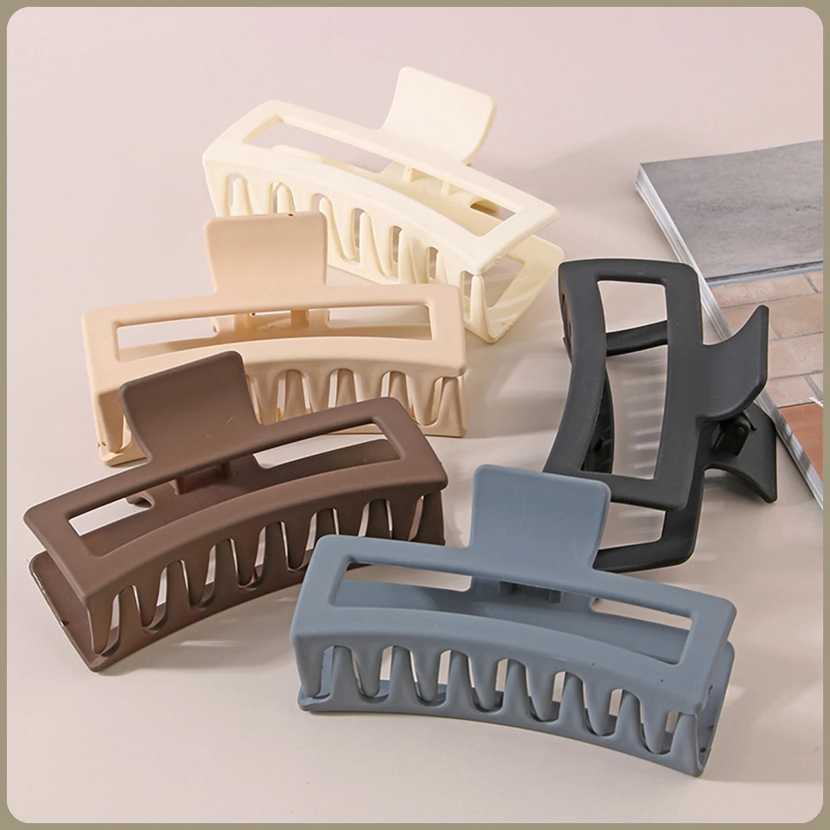 13CM Oversized Solid Color Square Frosted Hair Shark Clip Premium Hair Accessories for Women/Girls Thick Hair Fashion Headdress