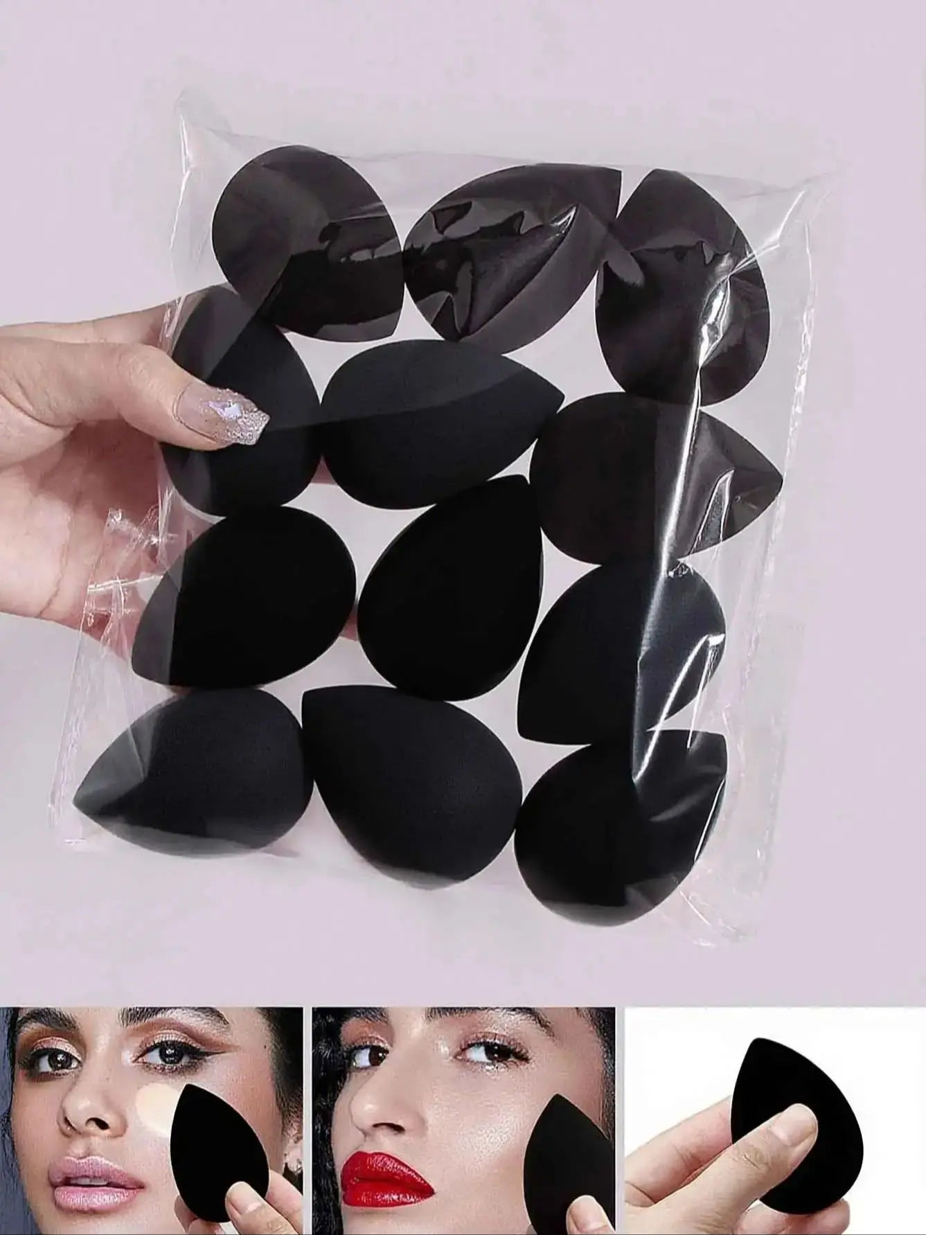 12pieces black beauty egg Makeup sponge egg Dry and wet dual-purpose makeup egg Portable beginner makeup powder puff set