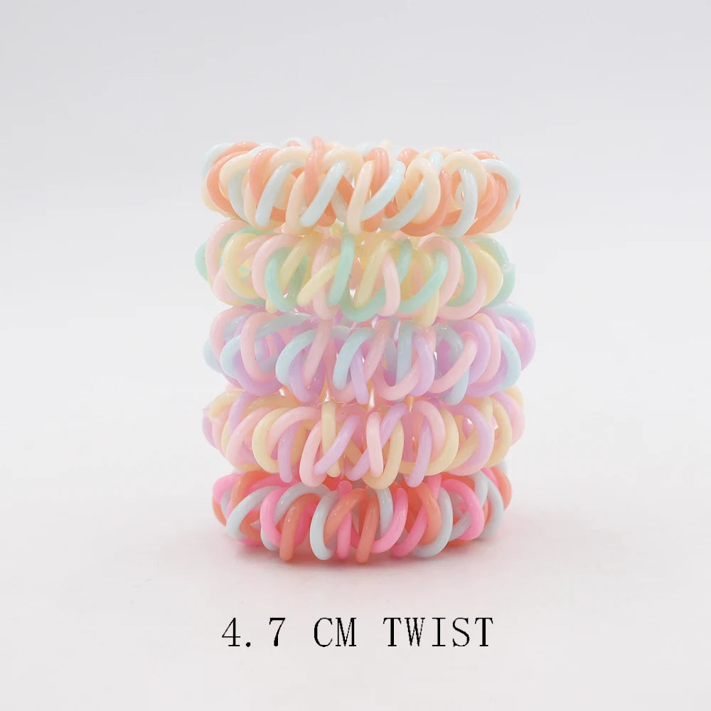 5Pcs/set New Fashion Matt Solid Telephone Wire Elastic Hair Band Frosted Spiral Cord Rubber Band Hair Tie Stretch Head Band Gum