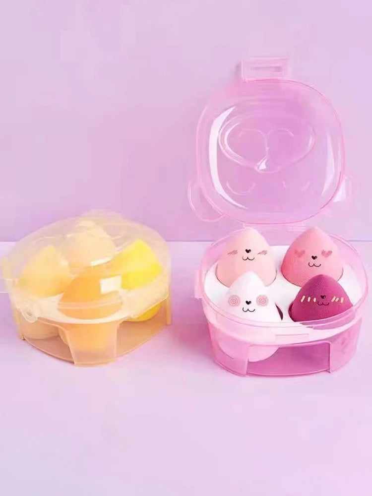 4Pcs Makeup Sponge Powder Puff Dry and Wet Combined Beauty Cosmetic Ball Powder Puff Bevel Cut Make Up Sponge Foundation Tools