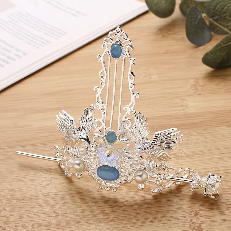 Ancient Style Hair Crown Chinese Hanfu Hairpin Headdress Simple Hair Stick For Bride Wedding Temperament Hair Accessories