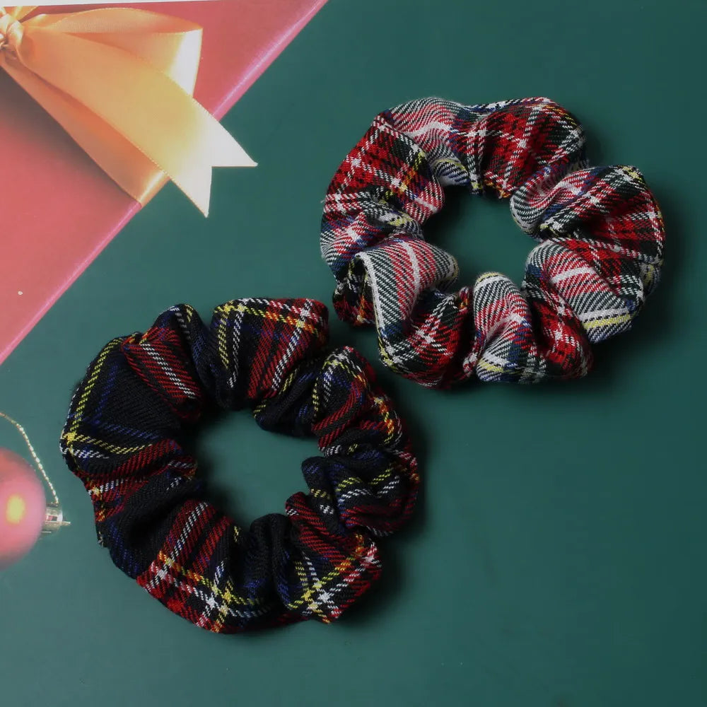 2pcs Plaid Scrunchies Set Autumn and Winter Women Hair Elastic Hair Bands Girls Hair Ties Ponytail Holders  Hair Accessories