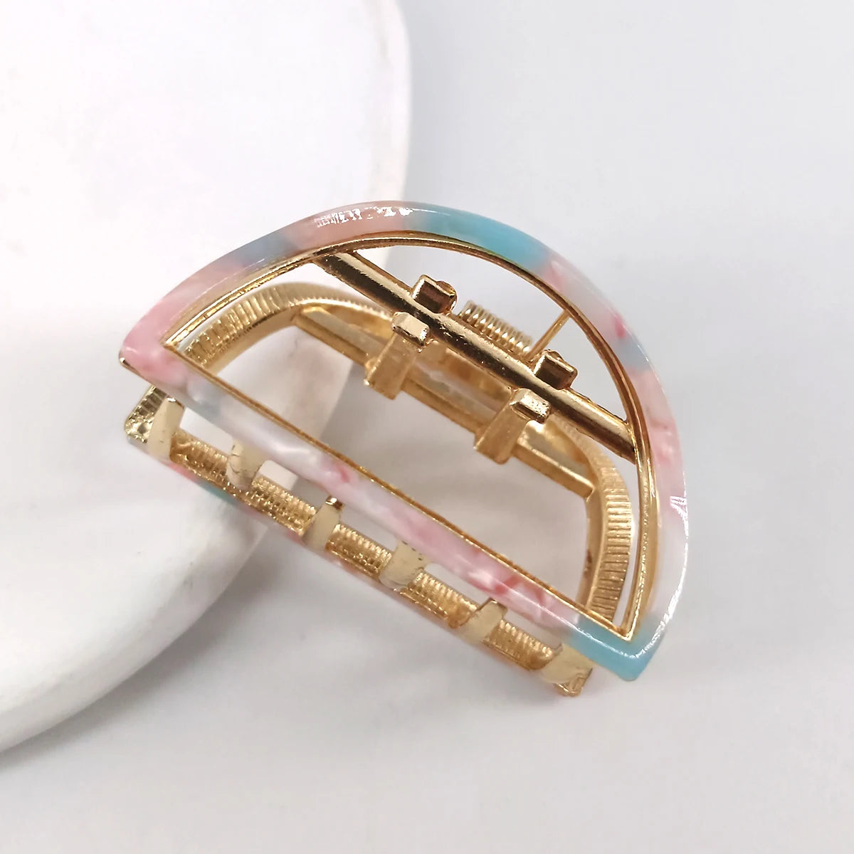 1Pcs 5cm Hair Claws Headwear Fashion Hair Accessories Mini half round shape Acetate Alloy Hairpins Gripper