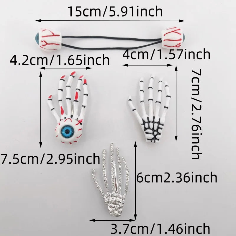 1/2Pcs New Creative Skull Hand Bone Hairpin Gripper Ghost Skeleton Hair Clips Hairclips Bone Claw Hair Accessories Gift Hairclip
