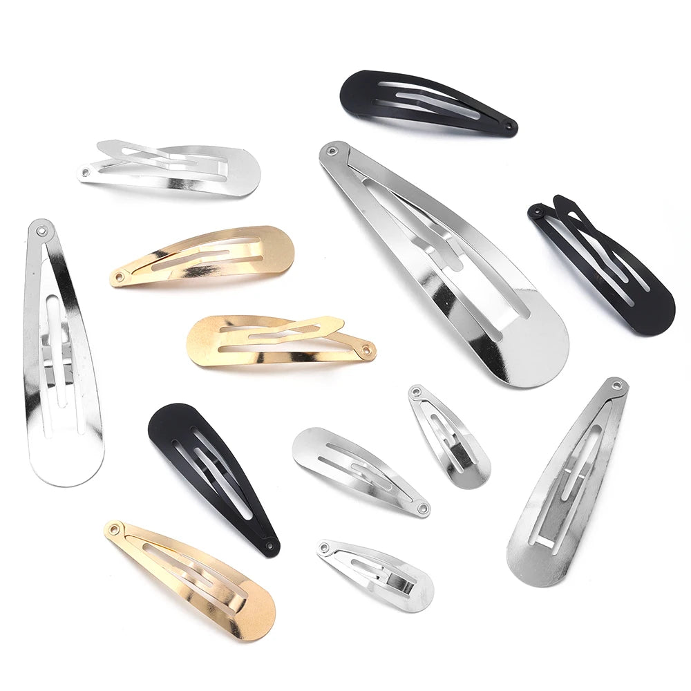 50pcs/lot Multiple Size Water Droplet Shaped Hair Clip For Girls Children DIY Hairpin Jewelry making Cute Hairgrips Accessories