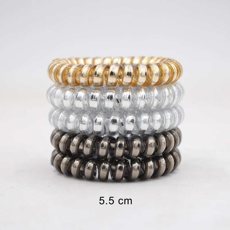 5Pcs/set New Fashion Matt Solid Telephone Wire Elastic Hair Band Frosted Spiral Cord Rubber Band Hair Tie Stretch Head Band Gum