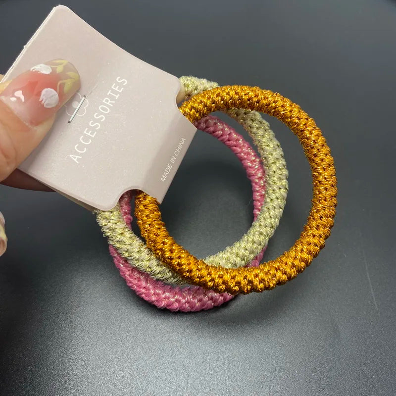 3pcs/lot Fashion Thick Black Hair Ties For Women Rubber Band For Thick Hair Lady Girls Big Elastic Hair Bands Pony Tail Holder