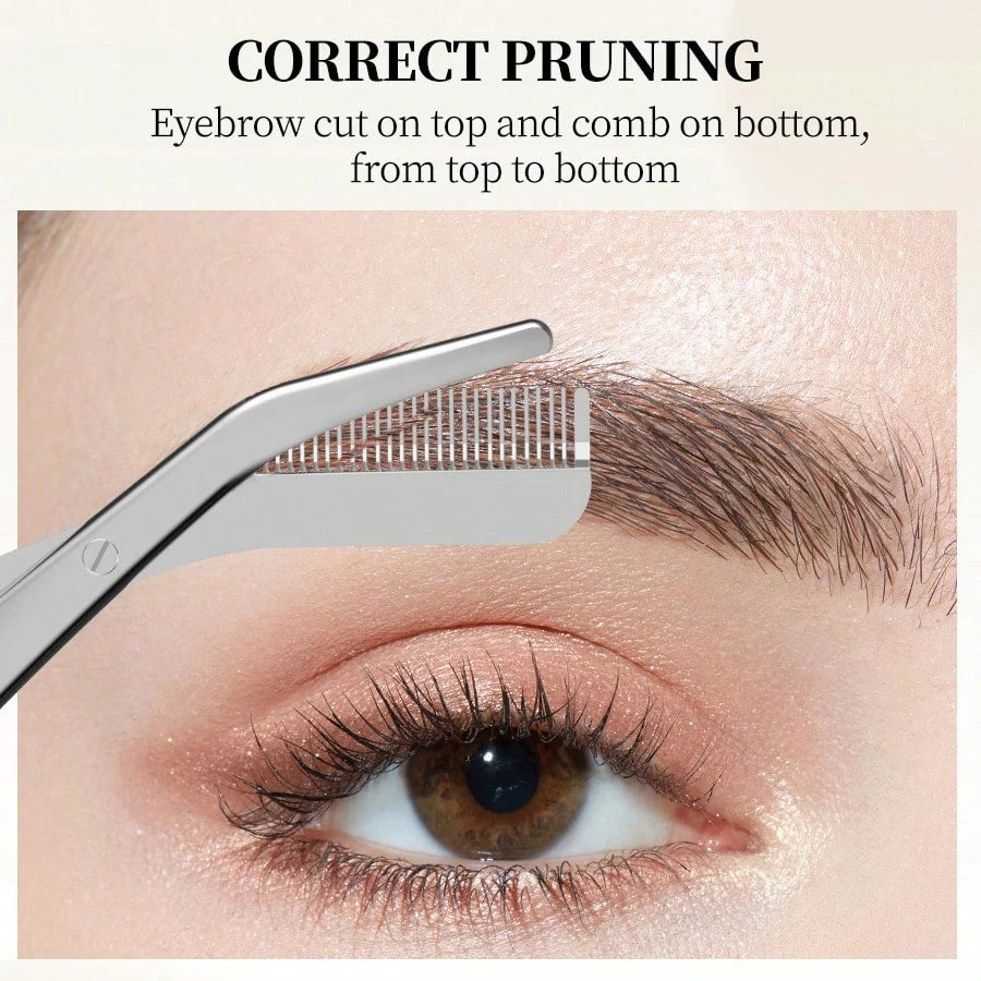 2Pcs Stainless High Quality Eyebrow Trimming Tool With Eyebrow Comb&Trimmer Eyebrow Scissors.Perfect Tools For Trimming
