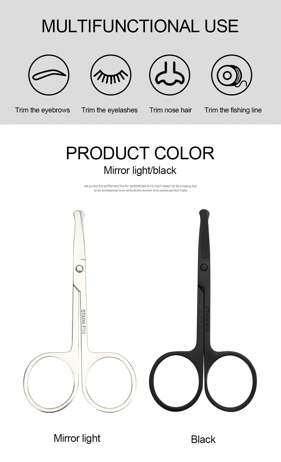 1PCS Eyebrow Trimmer Scissor New Stainless Steel Eyebrow Scissors with Comb,Portable Non Slip Professional Eyebrow Trimmer
