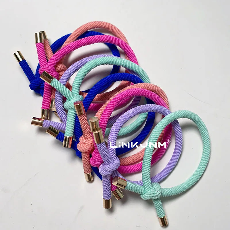 10PCS Women Trendy Elastic Hair Rubber Bands  Girls Hair Bands Hair Scrunchies Gold Plated  Hair Accessories Hair Gum/Tie/Holder