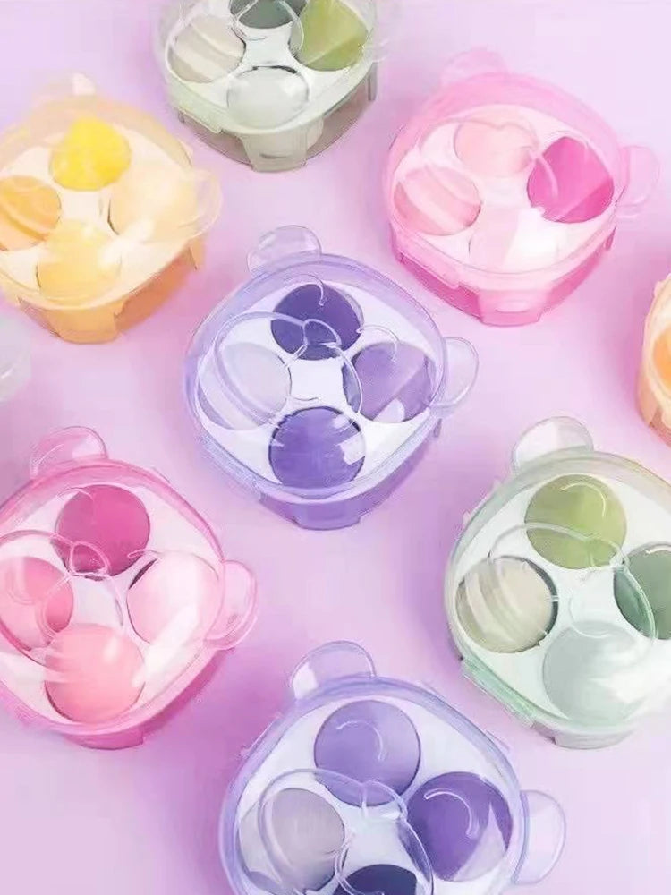 4Pcs Makeup Sponge Powder Puff Dry and Wet Combined Beauty Cosmetic Ball Powder Puff Bevel Cut Make Up Sponge Foundation Tools
