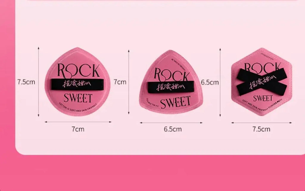 ROCK SWEET 3PCS Powder Puff Set - Soft Pink Dual Use Wet & Dry Foundation Applicators,Makeup Sponge&Trendy Design