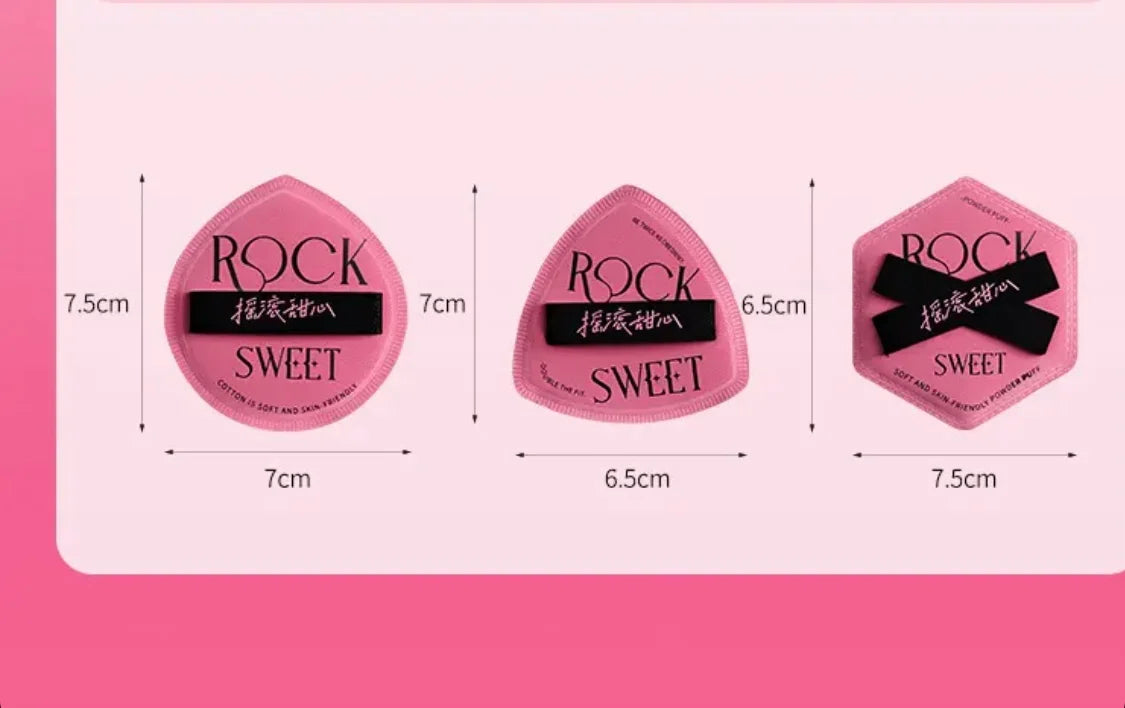 ROCK SWEET 3PCS Powder Puff Set - Soft Pink Dual Use Wet & Dry Foundation Applicators,Makeup Sponge&Trendy Design