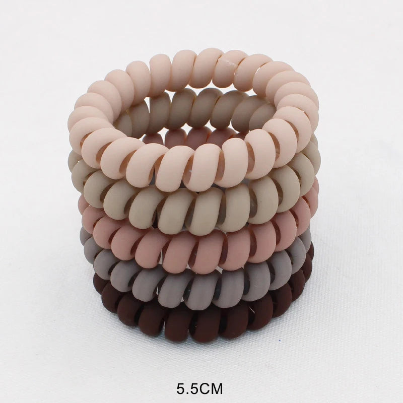 5Pcs/set New Fashion Matt Solid Telephone Wire Elastic Hair Band Frosted Spiral Cord Rubber Band Hair Tie Stretch Head Band Gum