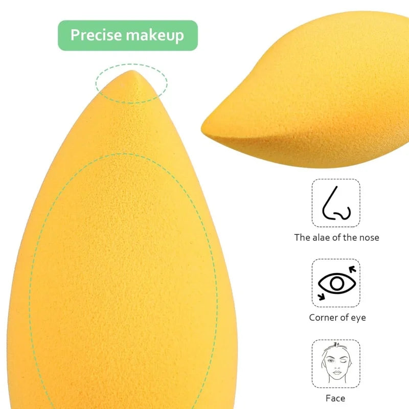 12/2pcs Mango Shape Soft Makeup Sponge Face Beauty Cosmetic Powder Puff For Foundation Concealer Cream Make Up Blender Tools