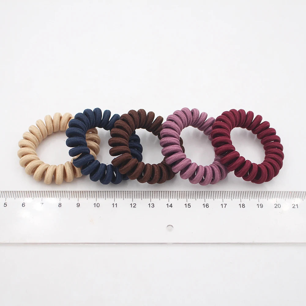 5Pcs/set New Fashion Matt Solid Telephone Wire Elastic Hair Band Frosted Spiral Cord Rubber Band Hair Tie Stretch Head Band Gum