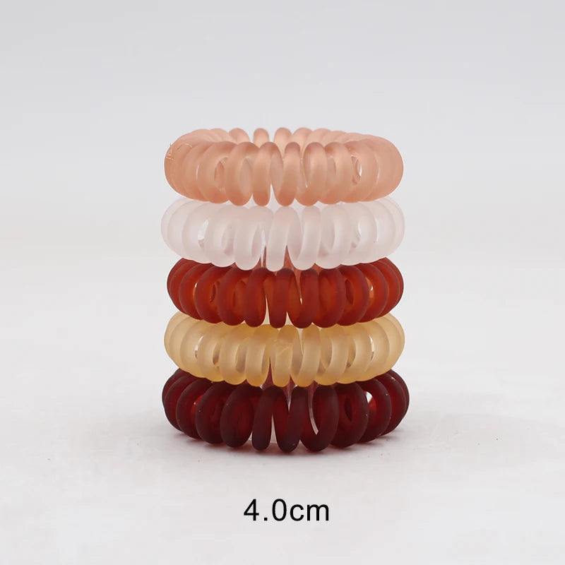 5Pcs/set New Fashion Matt Solid Telephone Wire Elastic Hair Band Frosted Spiral Cord Rubber Band Hair Tie Stretch Head Band Gum