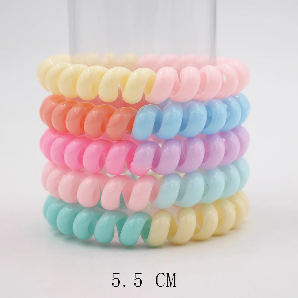 5Pcs/set New Fashion Matt Solid Telephone Wire Elastic Hair Band Frosted Spiral Cord Rubber Band Hair Tie Stretch Head Band Gum