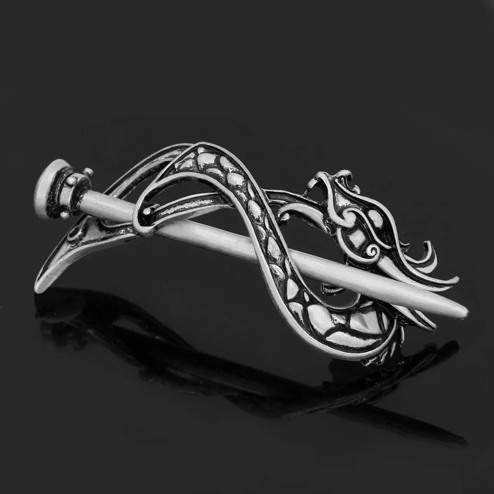 Viking Celtic Hair Clips Vintage Celtic Knot Hairpins Retro Silver Alloy Hair Sticks Viking Metal Celtic Hair Barrette Jewelry