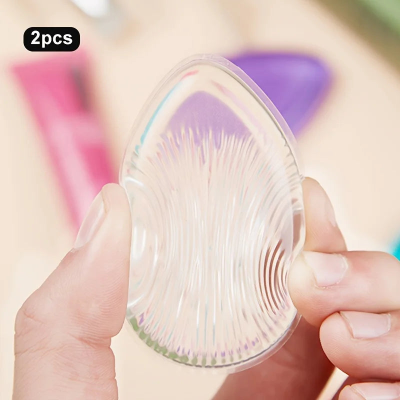 2pcs Teardrop Silicone Makeup Sponge - Transparent, Silicone Makeup Puff - No-Scent, Natural Latex,  Reusable, Beauty Tool