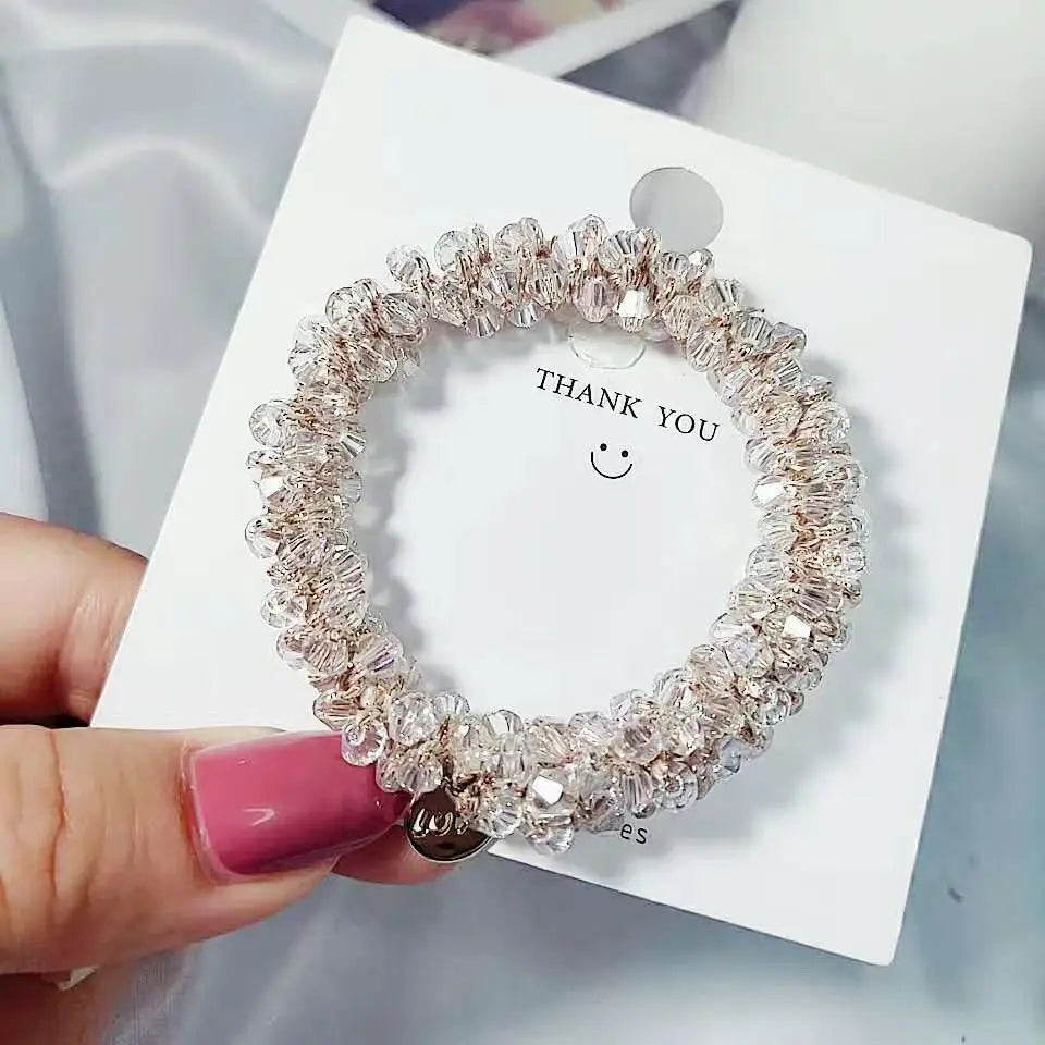 1PC Retro, Pearl, Hair Rope, Simple, Elegant in Temperament, Bracelet, Dual-Purpose, Rubber Band, For Tying Hair, Crystal, Hair