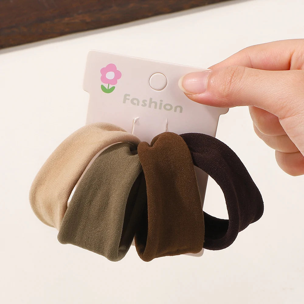 4Pcs/Set Soft Wide Nylon Scrunchies Elastic Hair Bands for Women Girls Fashion Ponytail Holders Rubber Ties Hair Accessories