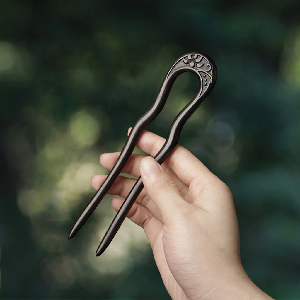 Handmade Wood Hair Pins and Clips Chinese Wooden Hair Sticks Forks U Shaped Hairpins Clips Retro Fashion Hairclips Headwear
