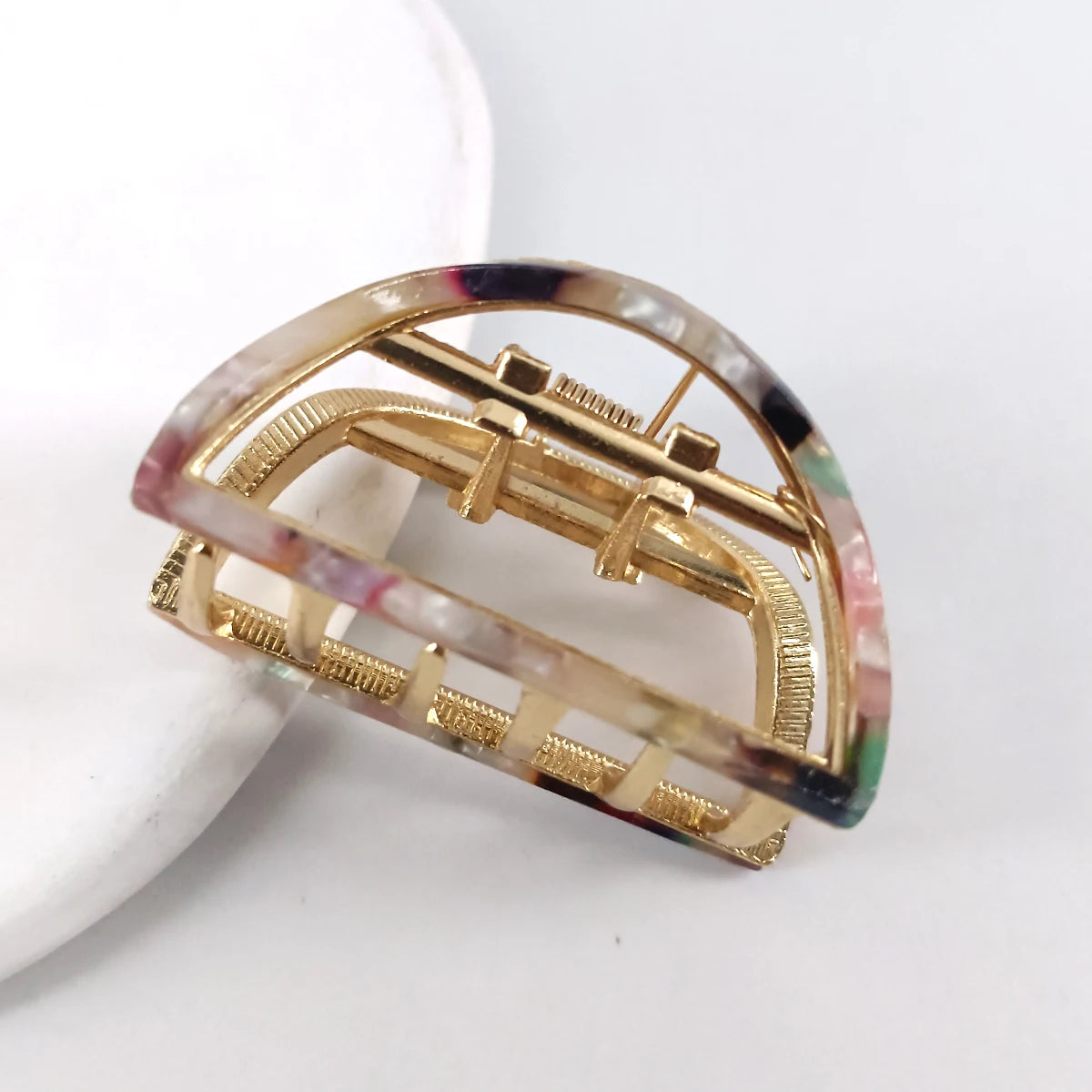 1Pcs 5cm Hair Claws Headwear Fashion Hair Accessories Mini half round shape Acetate Alloy Hairpins Gripper
