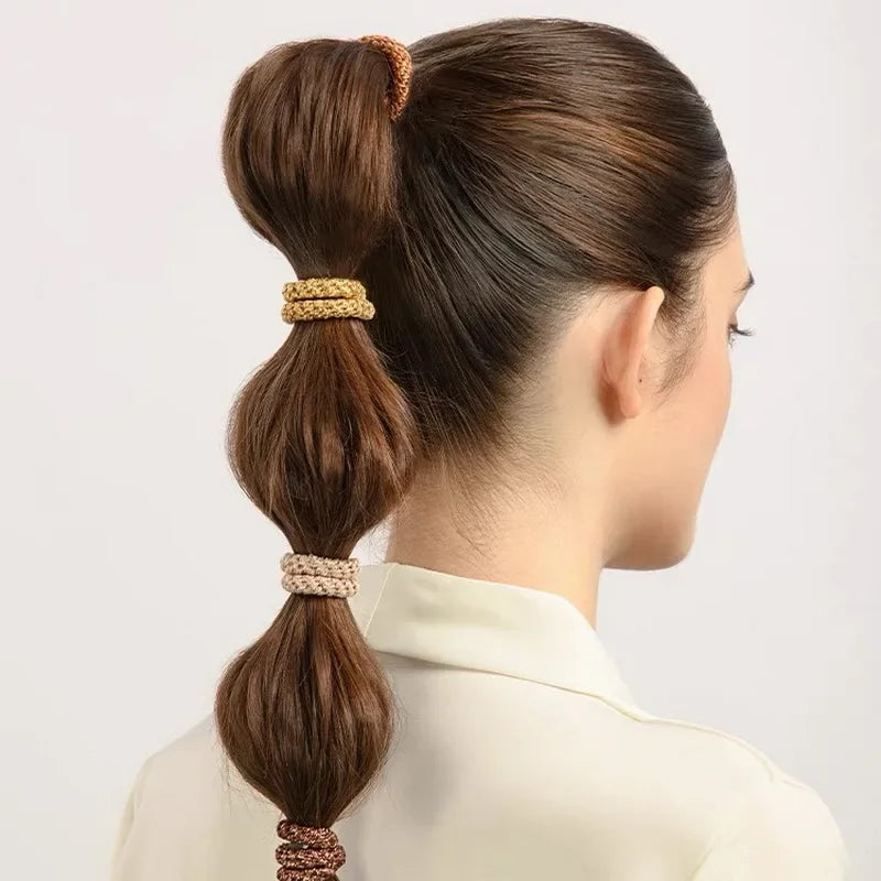 15 pcs of woven high elasticity hair bands for women's hair tie basic rubber bands thickened high ponytail headband accessories