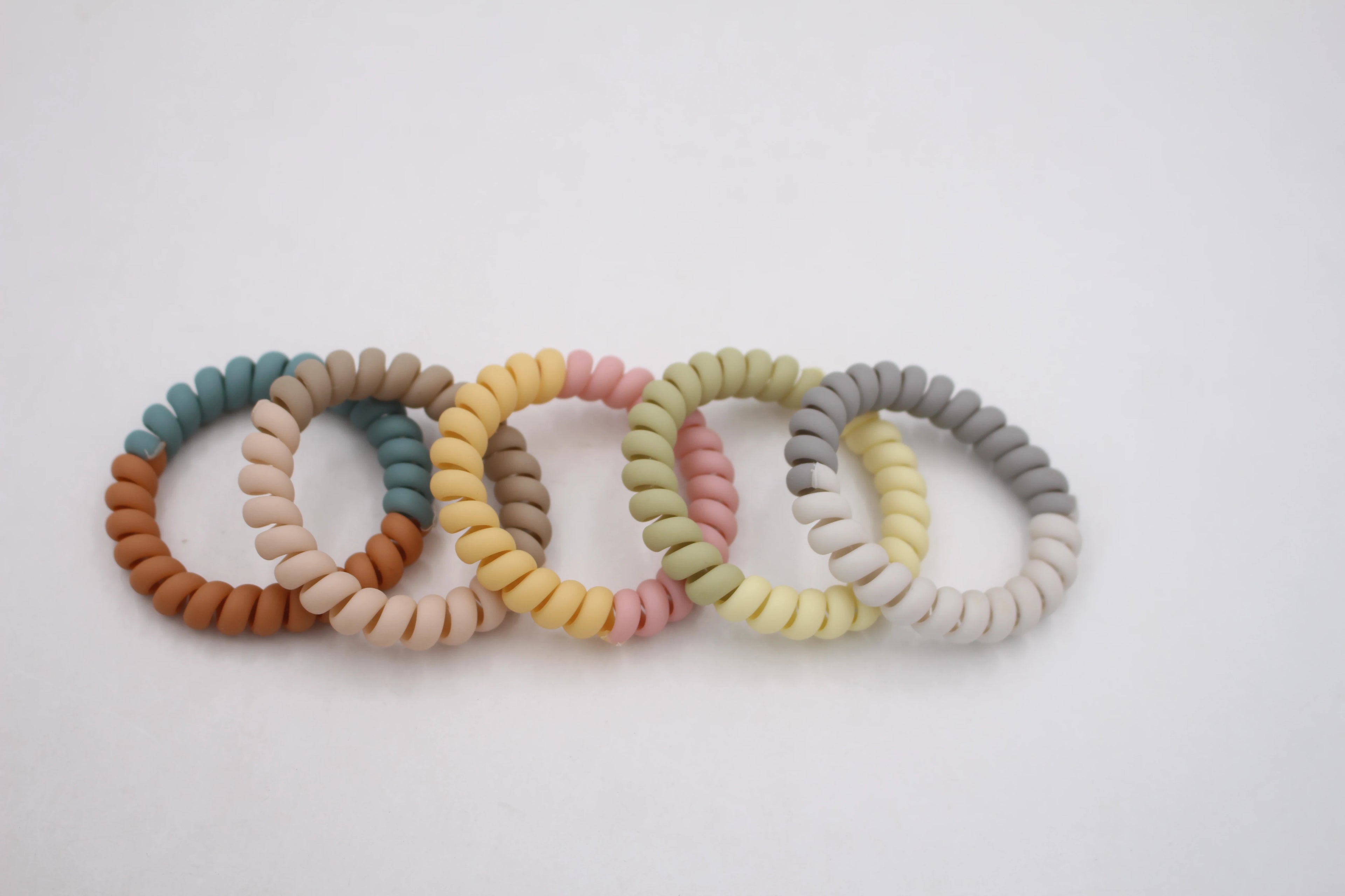 5Pcs/set New Fashion Matt Solid Telephone Wire Elastic Hair Band Frosted Spiral Cord Rubber Band Hair Tie Stretch Head Band Gum